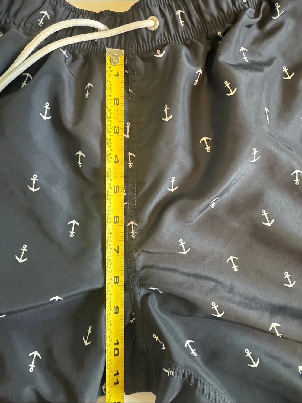Nautica Navy Swim Trunks with White Anchor Print